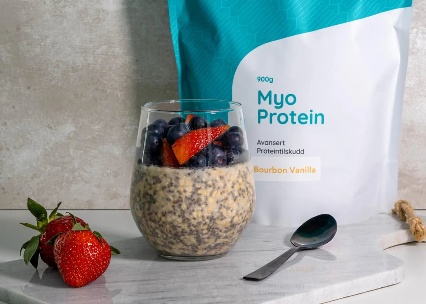 Protein oats (overnight oats/kjøleskapsgrøt) med proteinpulver